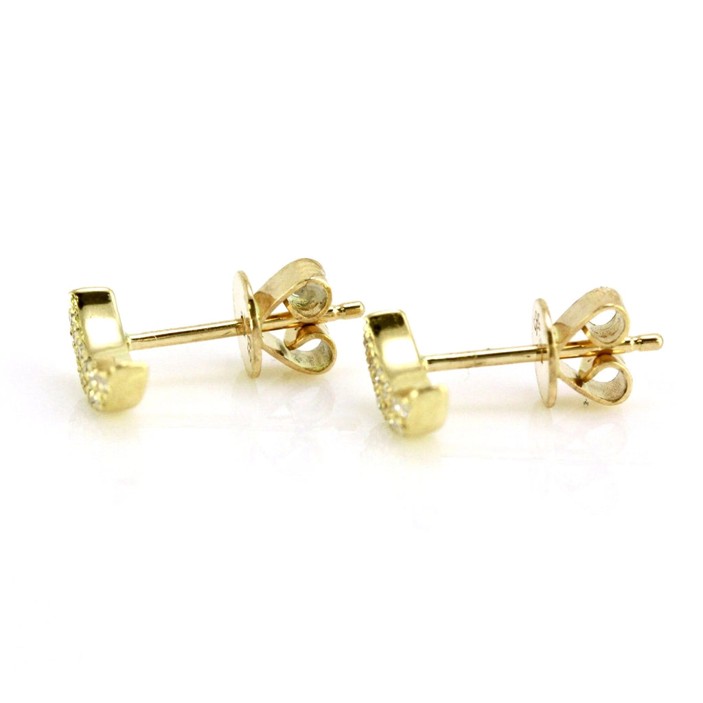 0.08ct Pavé Round Diamonds in 14K Gold Mini Half Moon Stud Earrings ...