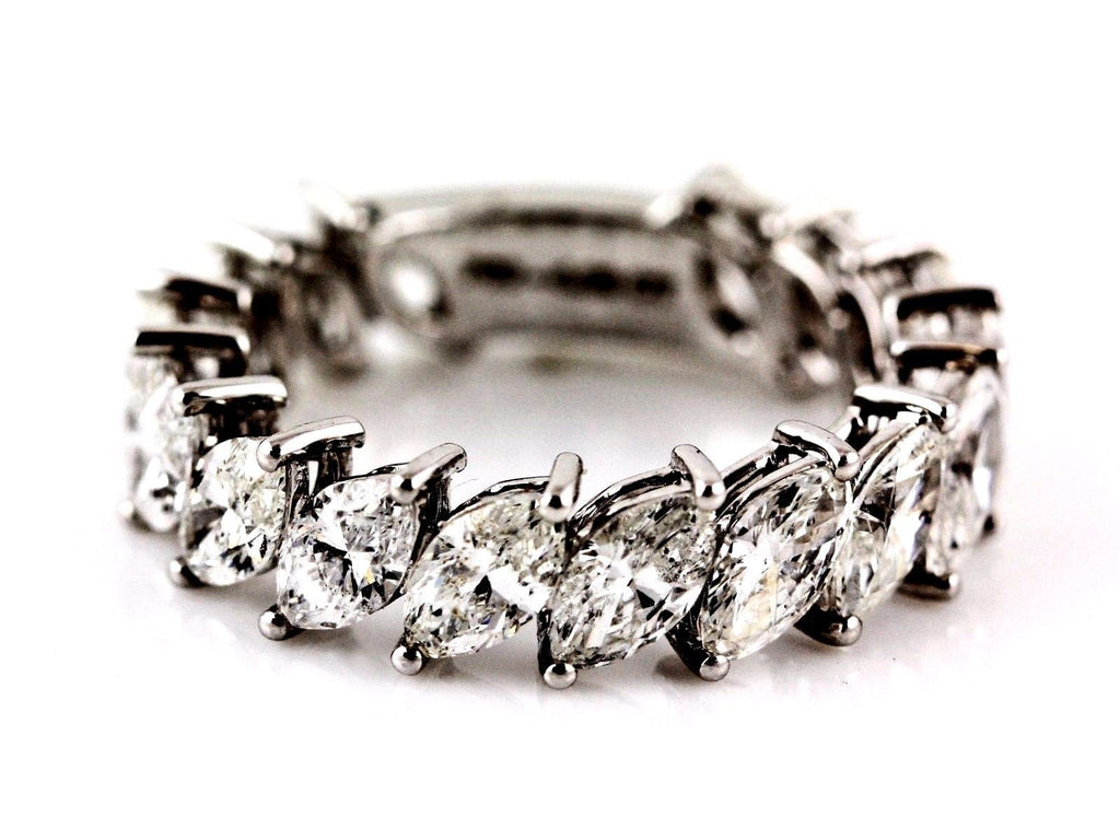4.08ct Floating Marquise Diamonds 18K White Gold Eternity Band Ring ...