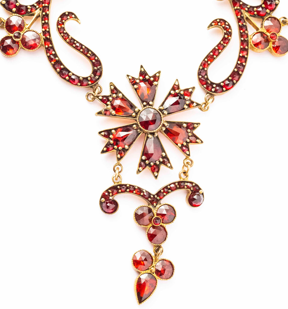 c1890 Antique Victorian Garnet Necklace - Bijoux Jewels