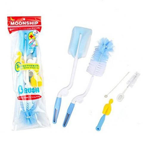 Beyond Hope Baby Bottle Cleaning Set three piece brush set blue bristles sponge and handle