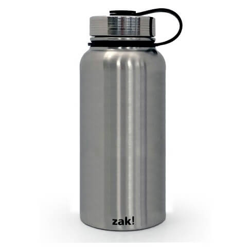 Zak! stainless steel water bottle white background