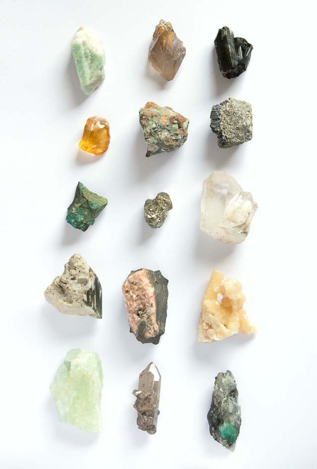 different types of raw and unpolished precious stones and rocks