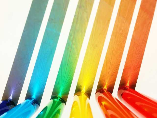 rainbow color shades shadows glasses containing liquid color