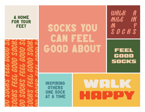 Designs from Hippy Feet's 2021 Brand Refresh