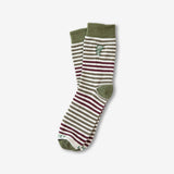 Olive & Burgundy Striped Socks