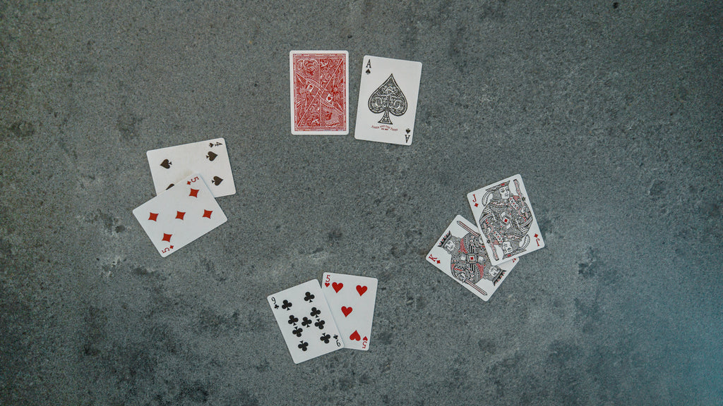 A round of cards dealt on a table for blackjack