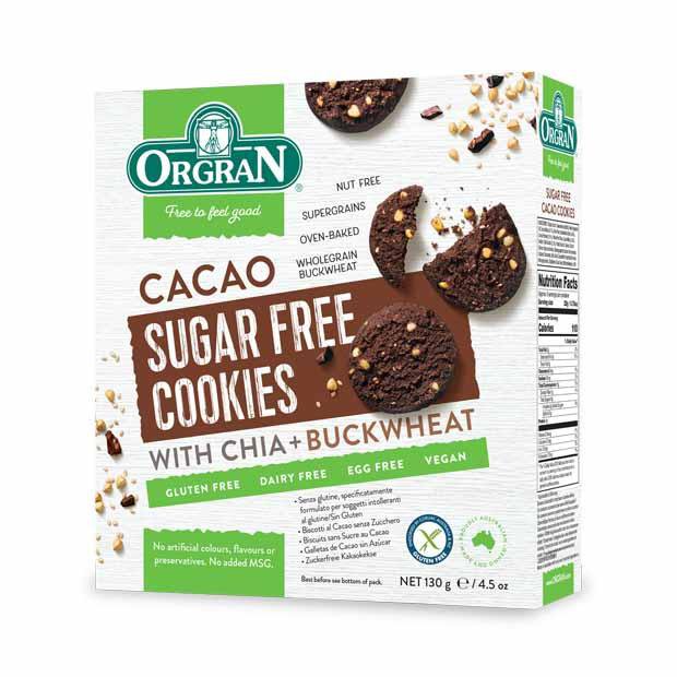 Orgran Sugar Free Cacao Cookies 130g Gluten Free Biscuits Happy Tummies Pty Ltd