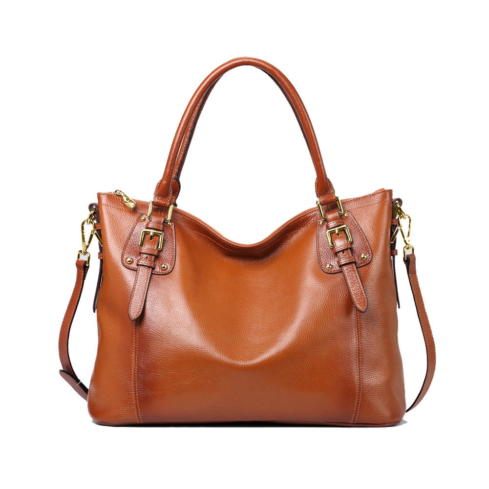 soft brown leather handbag