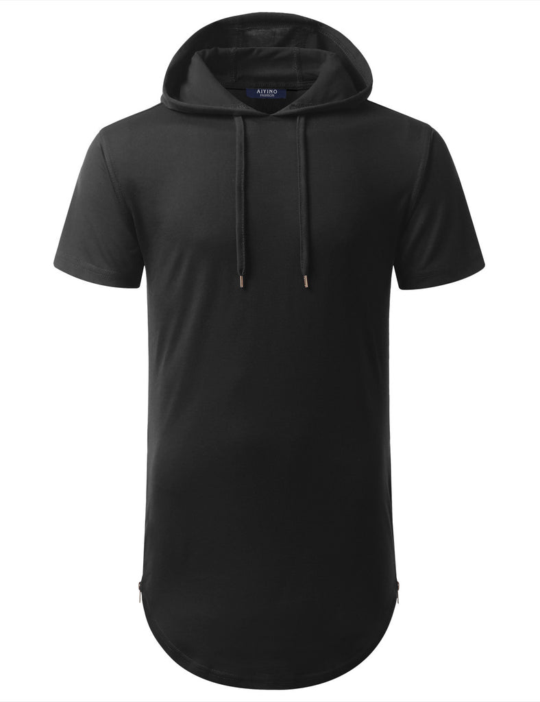 black short sleeve hoodie mens