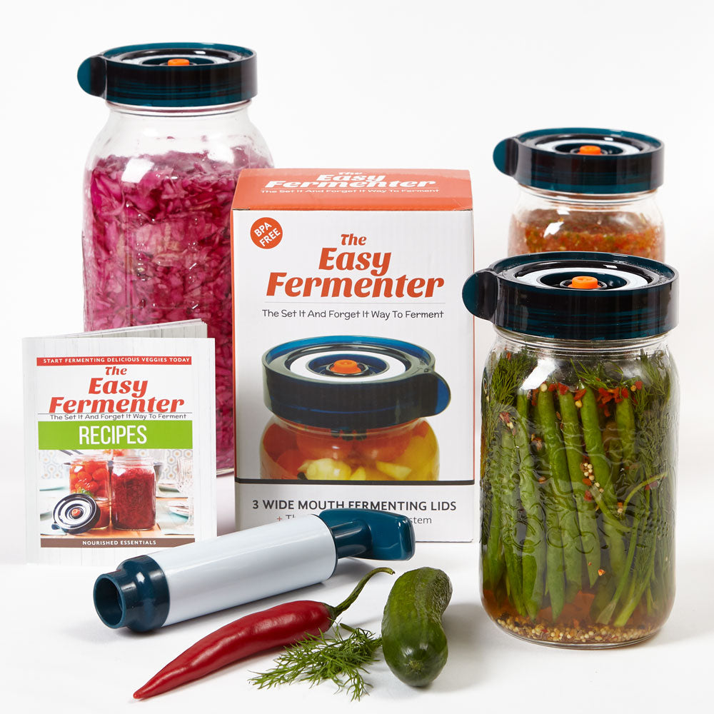 The Easy Fermenter 3 Lids + Pump Nourished Essentials