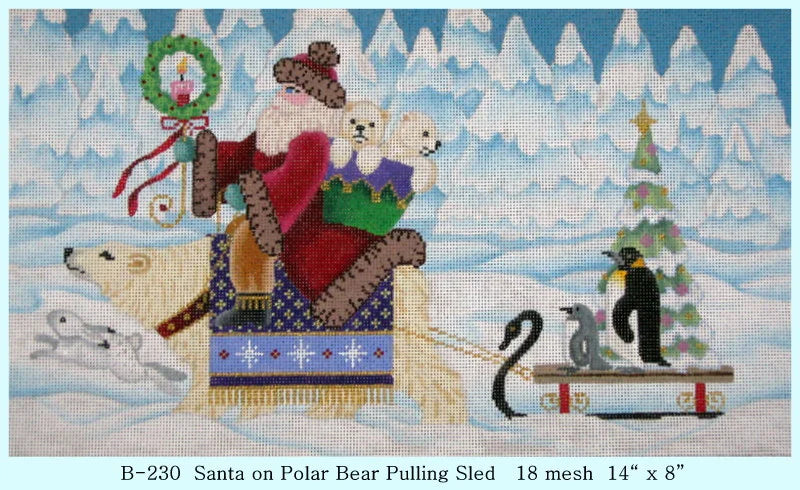 B-230 Santa on Polar Bear Pulling Sled