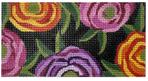 CL118  BLACK FLORAL CLUTCH INSERT - BeStitched Needlepoint