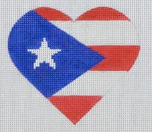 Puerto Rican Flag Heart Bestitched Needlepoint