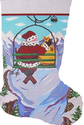 Skiing Santa Sock