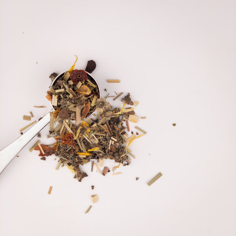 a photograph of the loose leaves of our Blend No.3 fruit infusion