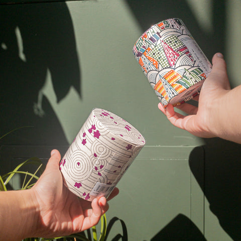 a photograph of Japanese paper tea caddies