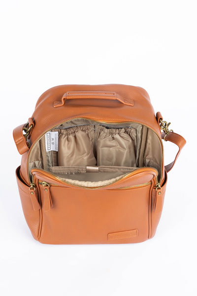 Brown Vegan Leather Diaper Bag Backpack – Bodomint