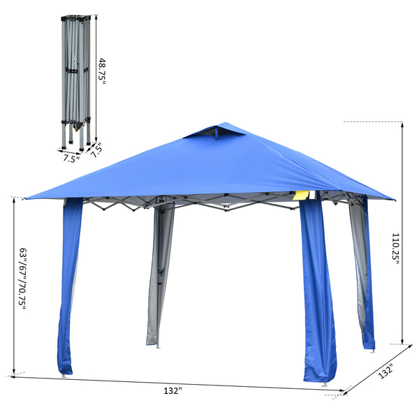 11x11 ft Outdoor Pop Up Party Tent with Carrying Bag - Blue