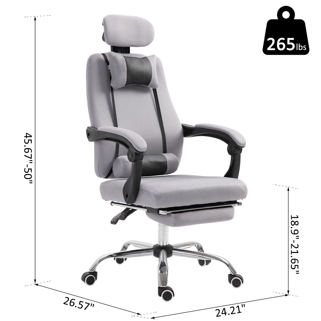 ergonomic executive home office chair with footrest  grey