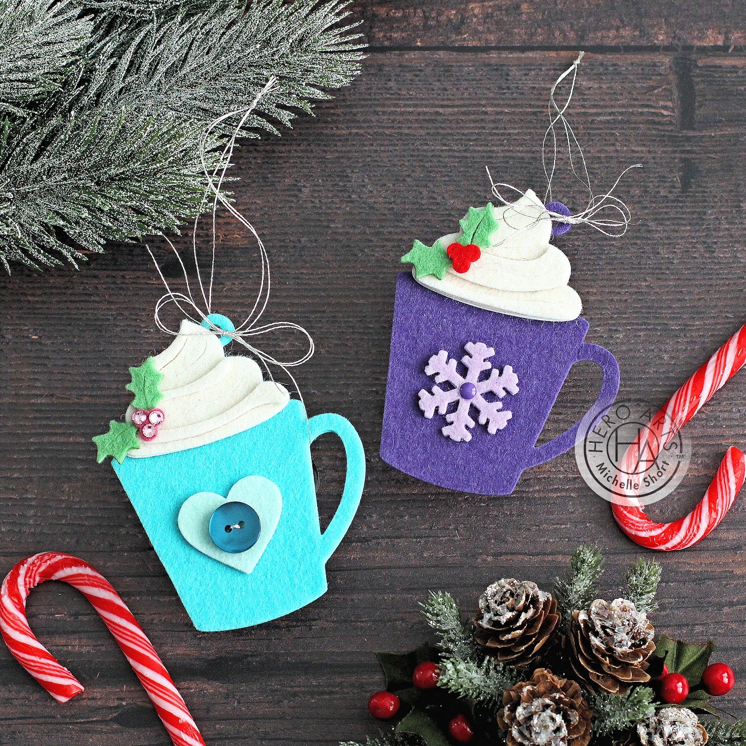 Hot Chocolate Felt Ornaments by Michelle Short for Hero Arts