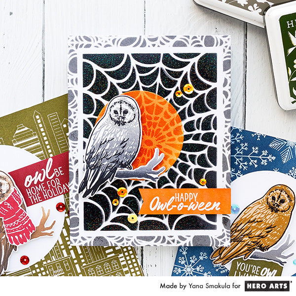 Happy Owl-o-ween card by Yana Smakula for Hero Arts