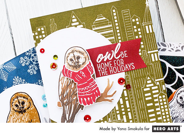 Owl be home for the holidays card by Yana Smakula for Hero Arts