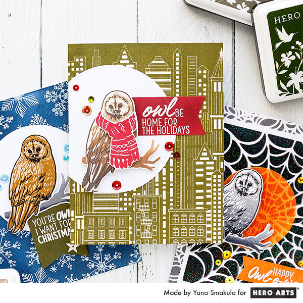 Owl be home for the holidays card by Yana Smakula for Hero Arts