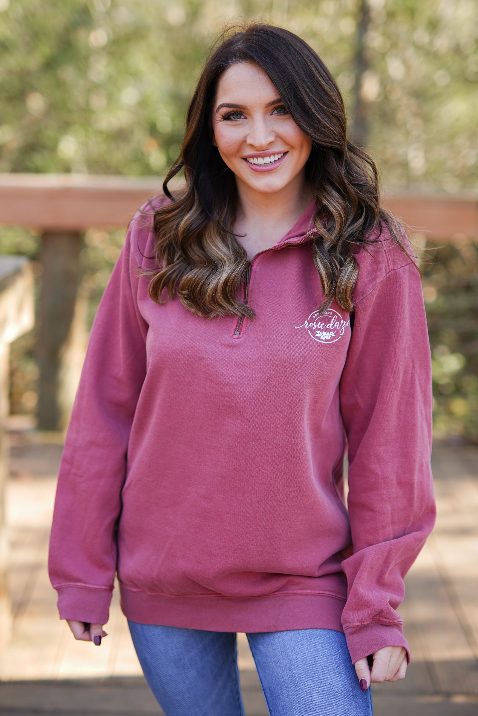 Rosie Daze Quarter Zip - Crimson – Rosie Daze Boutique