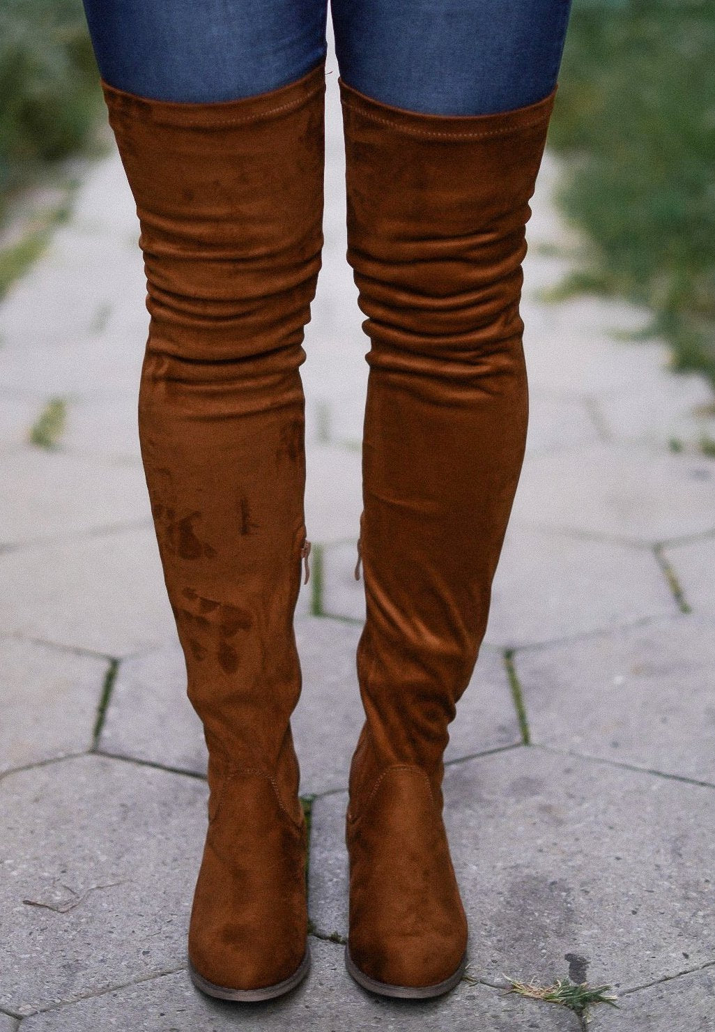 camel thigh high boots