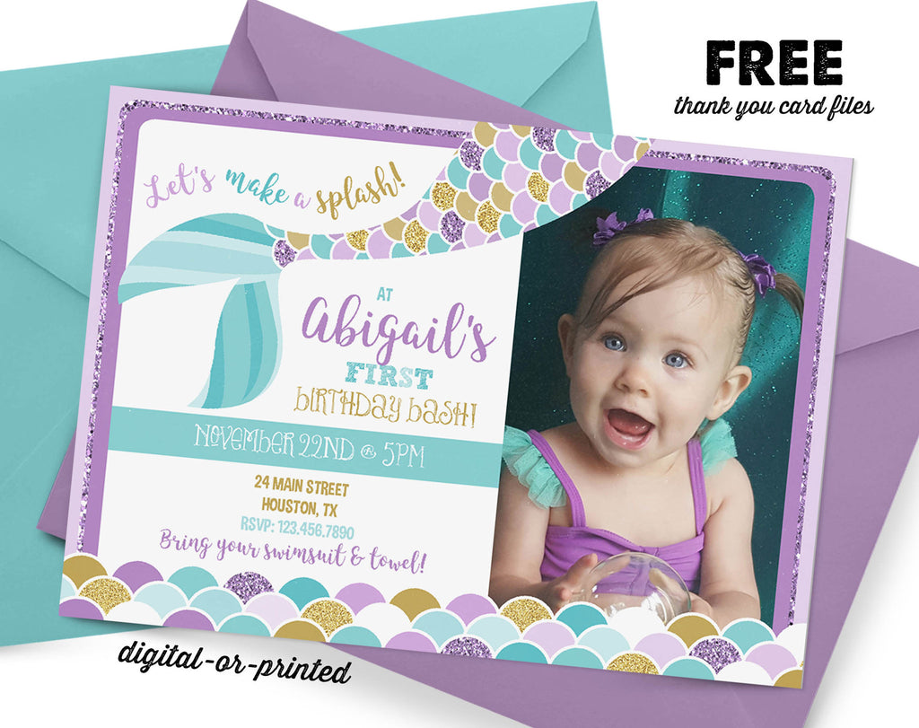 Mermaid Birthday Invitation – AbbyReese Design