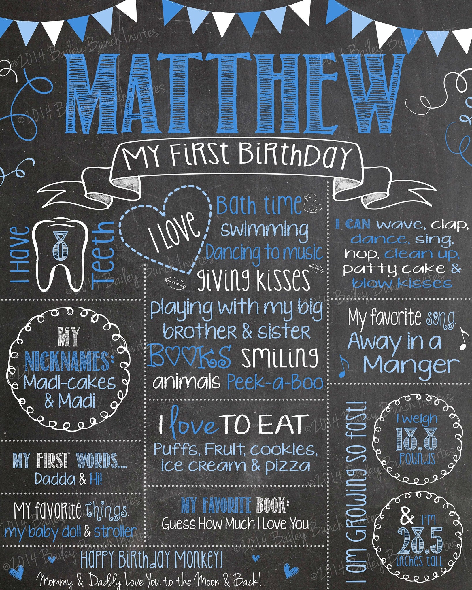 Download Milestone Birthday Chalkboard, You Choose Colors, First ...