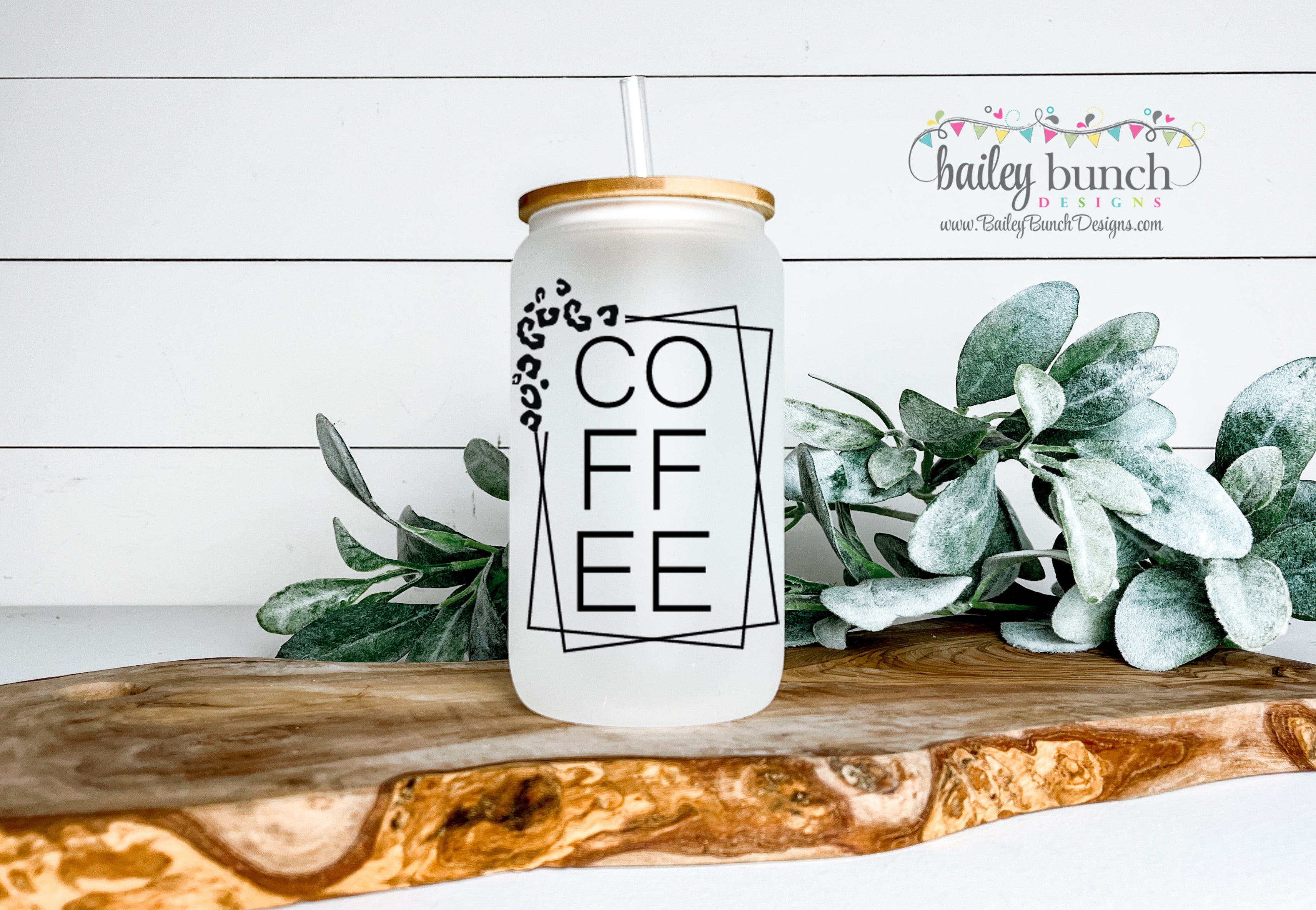 COFFEE Leopard Frosted Glass Cup Libbey Can Iced Coffee Tumbler LIBBEY –  Bailey Bunch Designs