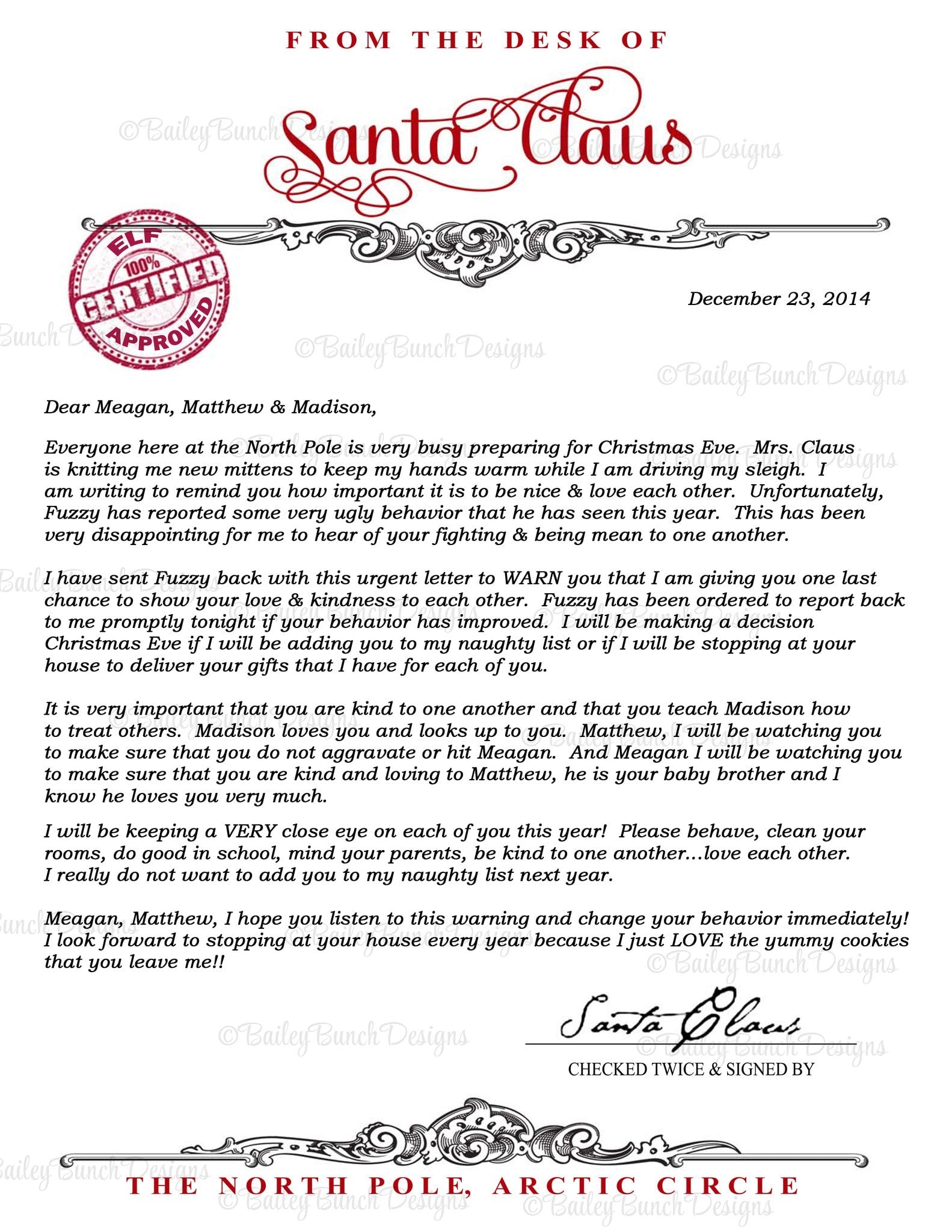 Free Printable Warning Letter From Santa Printable Templates by Nora