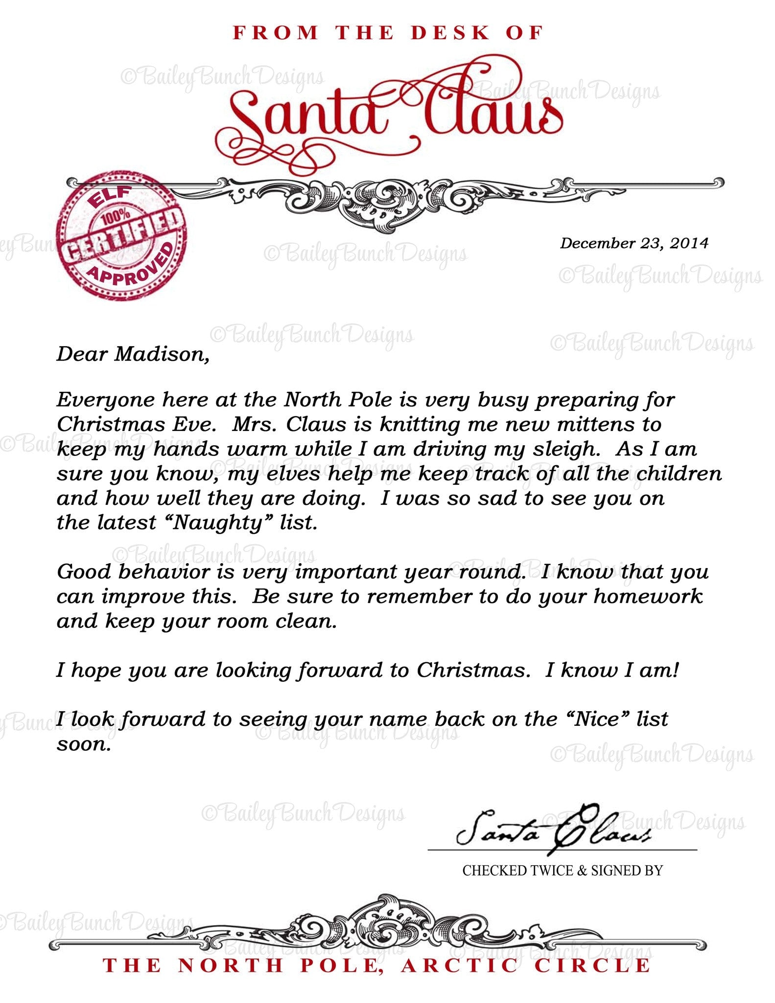 personalized letter from santa claus