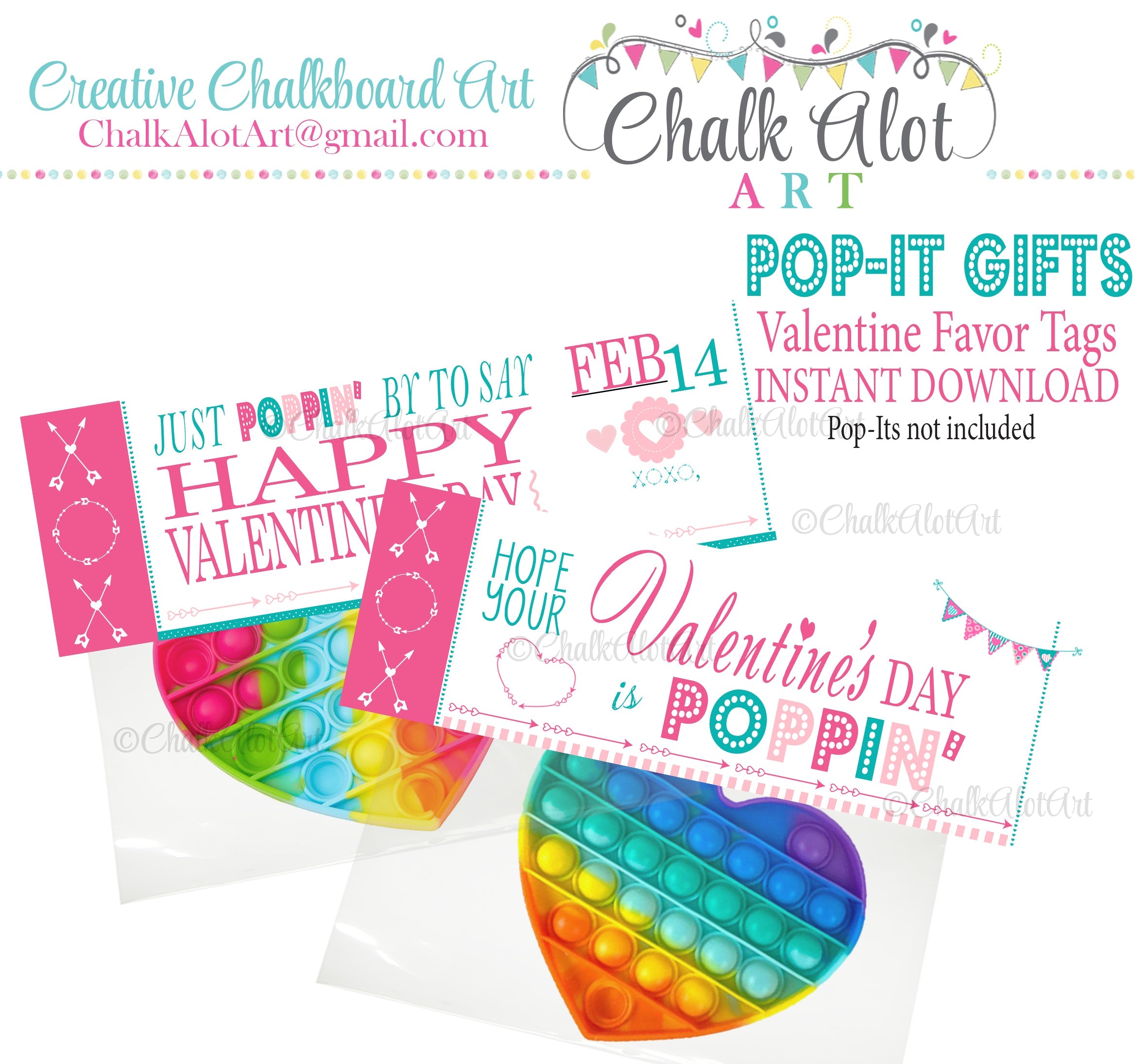 Poppin' Valentine's Day Stickers, Pop Fidget Valentine's Day Stickers, –  The Label Palace