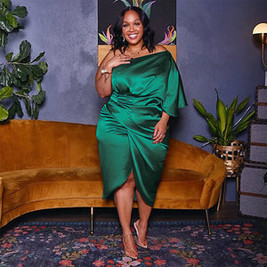 Plus Size Glossy Zipper Dress (3 Colors) - Fem Things