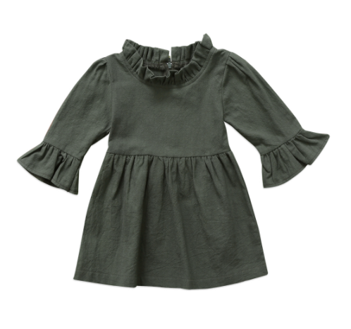 Baby/Toddler Forest Green Ruffle Sleeve Dress – Blush + Willow