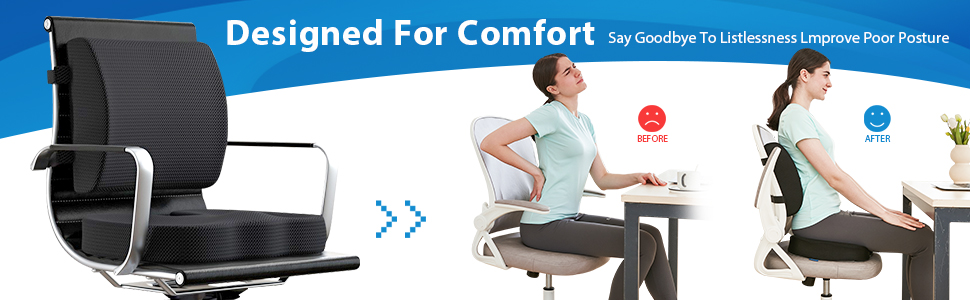 QUTOOL Coccyx Seat Cushion & Lumbar Support Pillow-MESH COVER