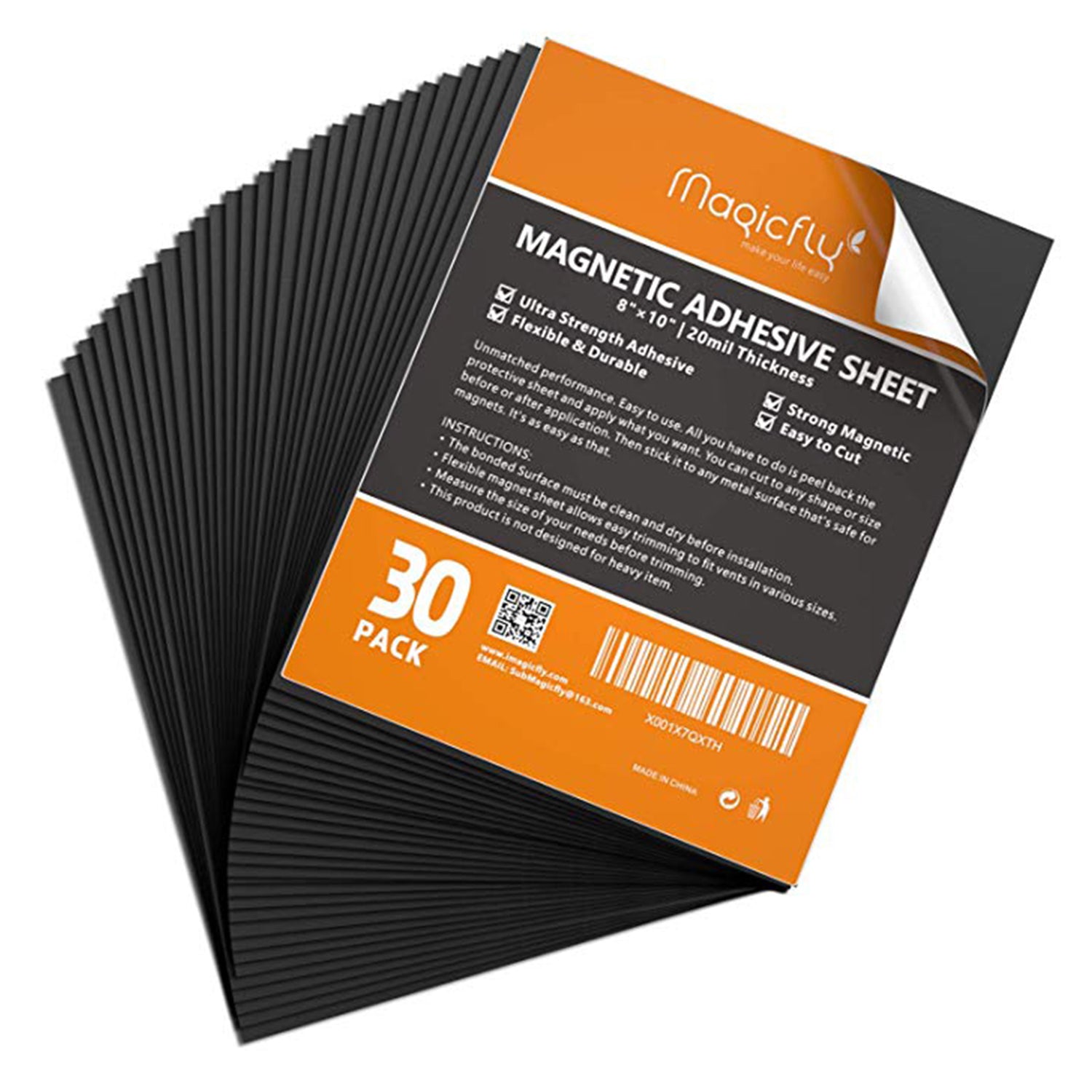Magicfly Flexible Magnet Sheets with Adhesive 8 X 10 Inch, Pack of 15