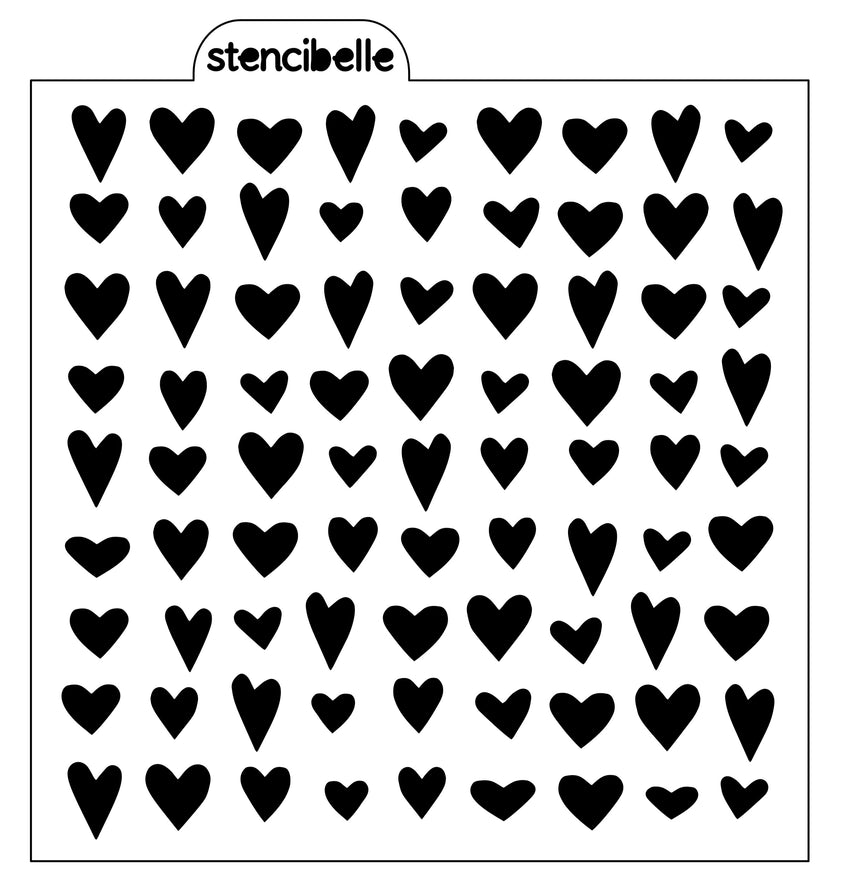 falling hearts stencil
