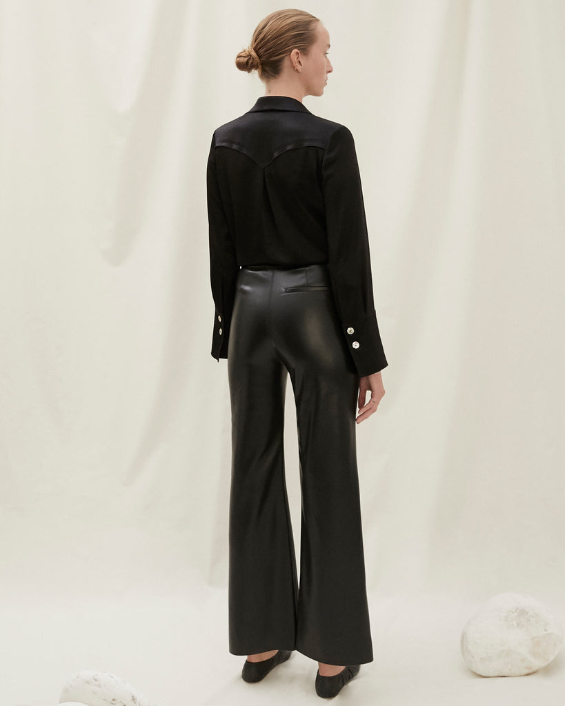 Nanushka CHIMO - Vegan leather belted pants - Black