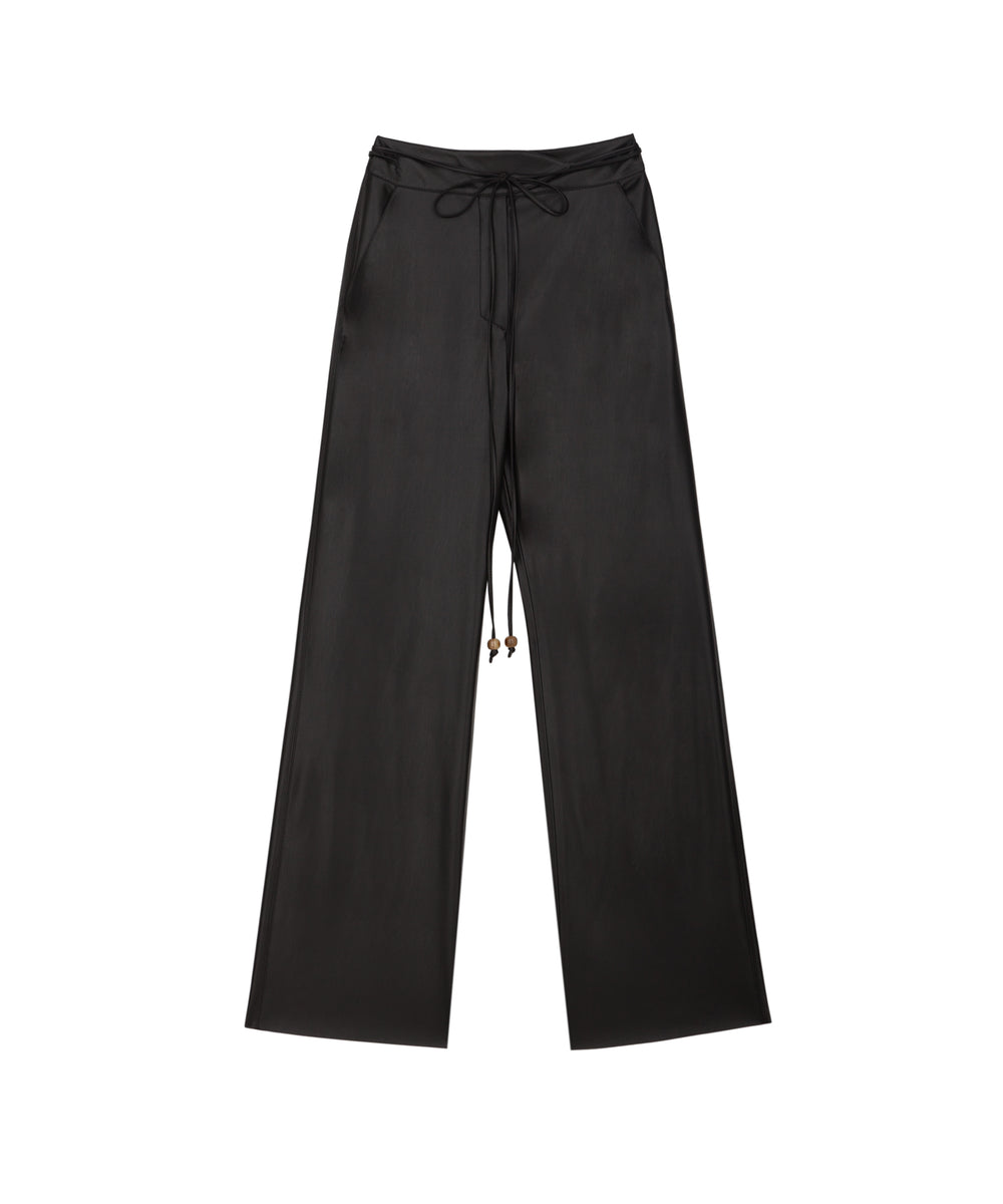 Nanushka CHIMO - Vegan leather belted pants - Black