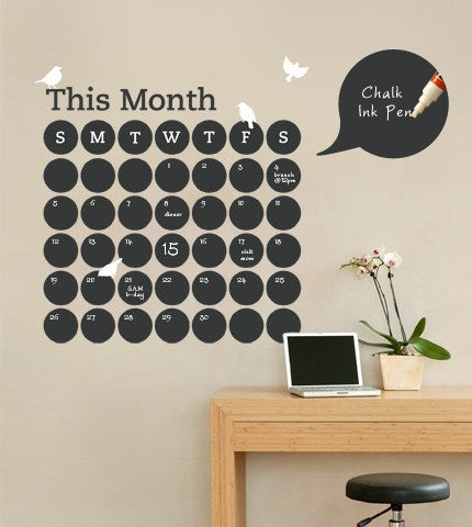 Latitude Run® Chalkboard Calendar Wall Decal