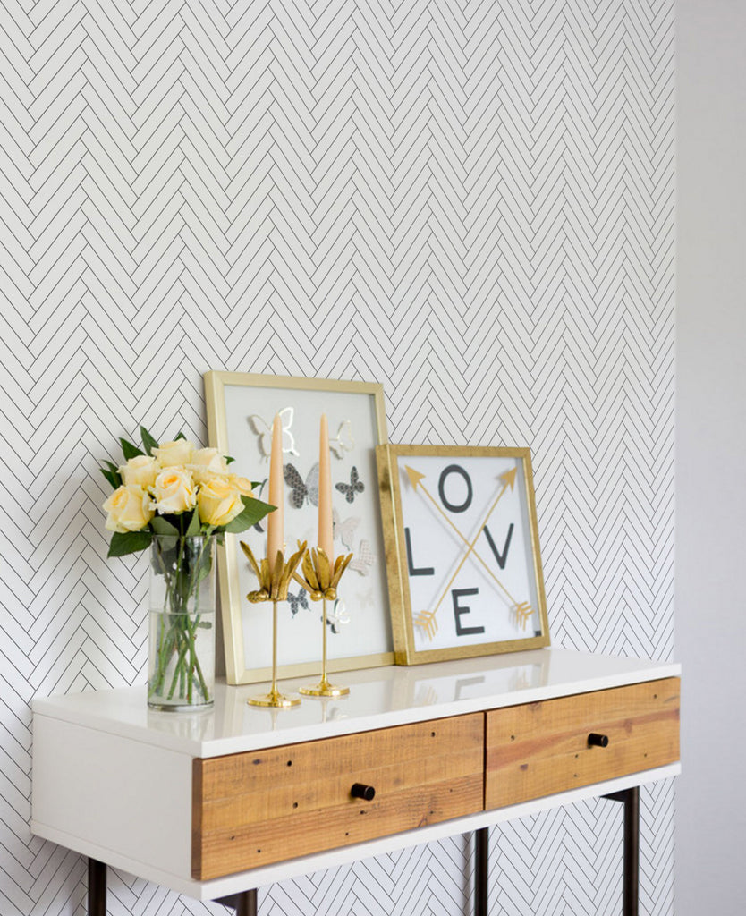 Peel And Stick Herringbone Wallpaper