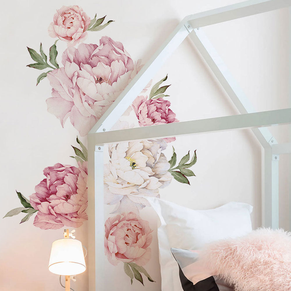 Peony Flower Wall Stickers  Simple Shapes