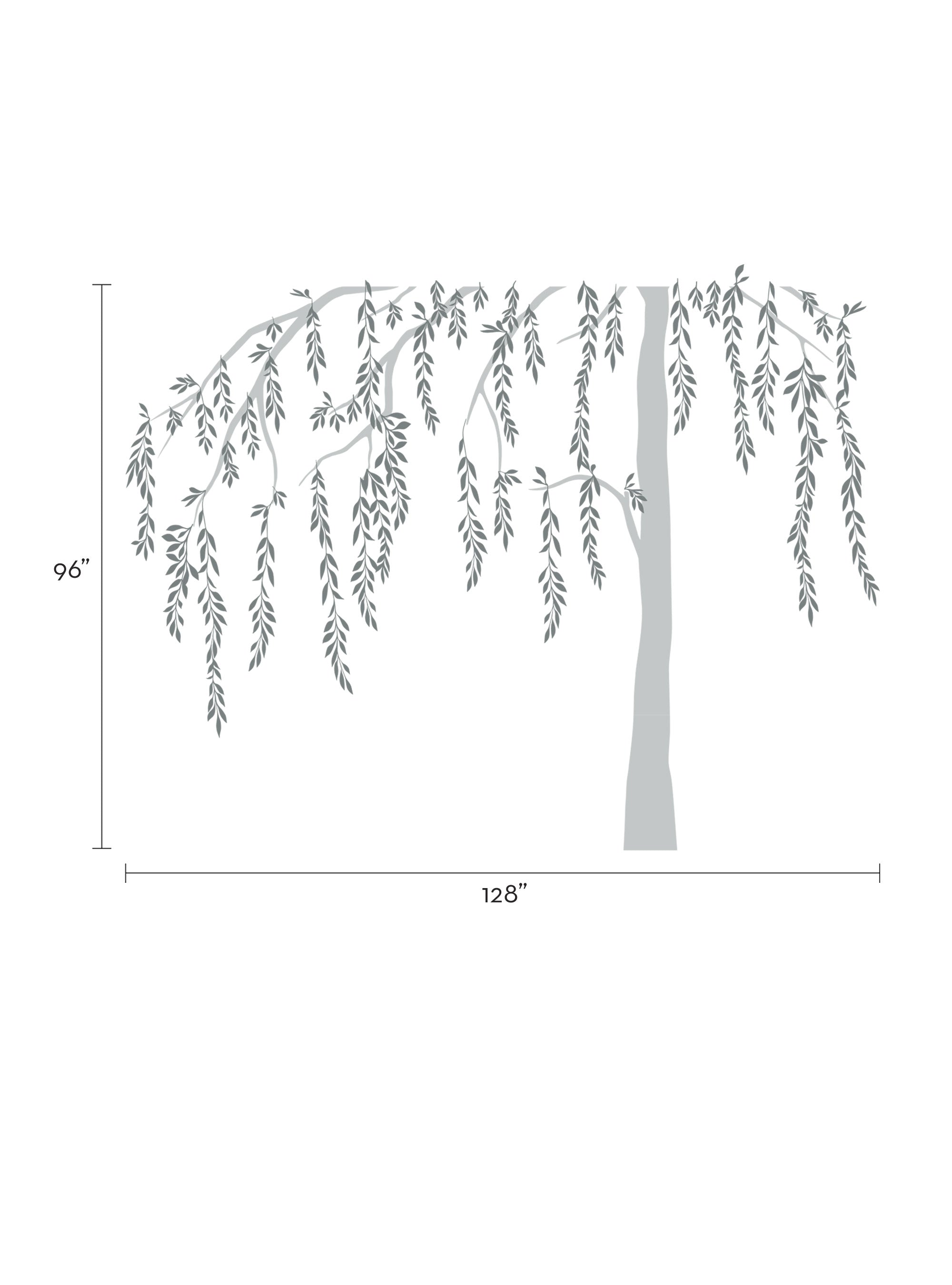 Leafy Weeping Willow Tree Decal Simple Shapes