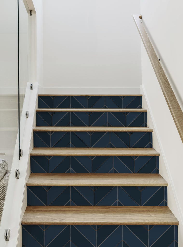 Chevron Marble Peel and Stick Stair Riser Strips – Simple Shapes