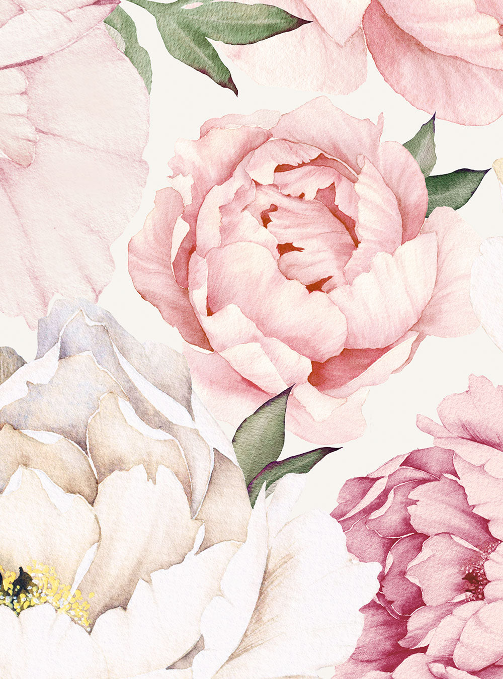 Peony Flower Mural Wall Art Wallpaper - Peel and Stick – Simple Shapes