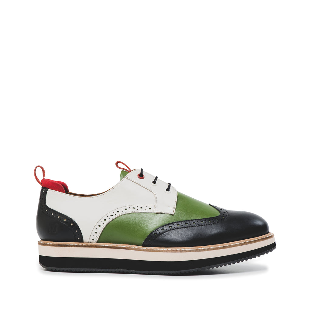 CR7 Chicago Green Leather Lace Up Derby 