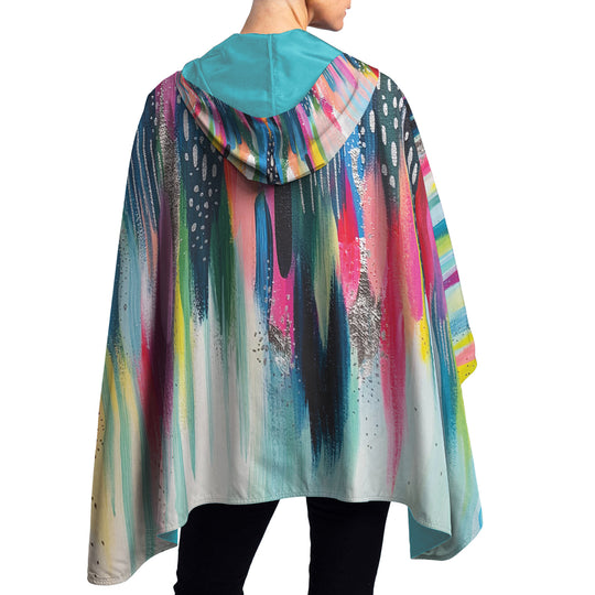 EttaVee Brush Strokes 103 Womens Rain Cape - Rainproof Breathable Rain Poncho Image 1